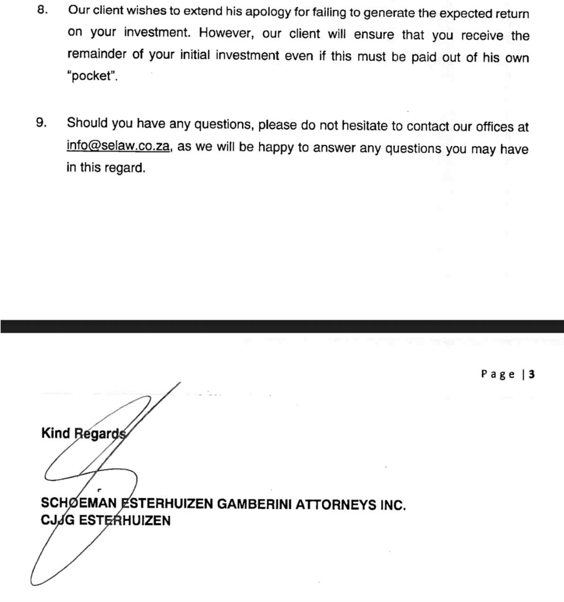 Additional legal documentation